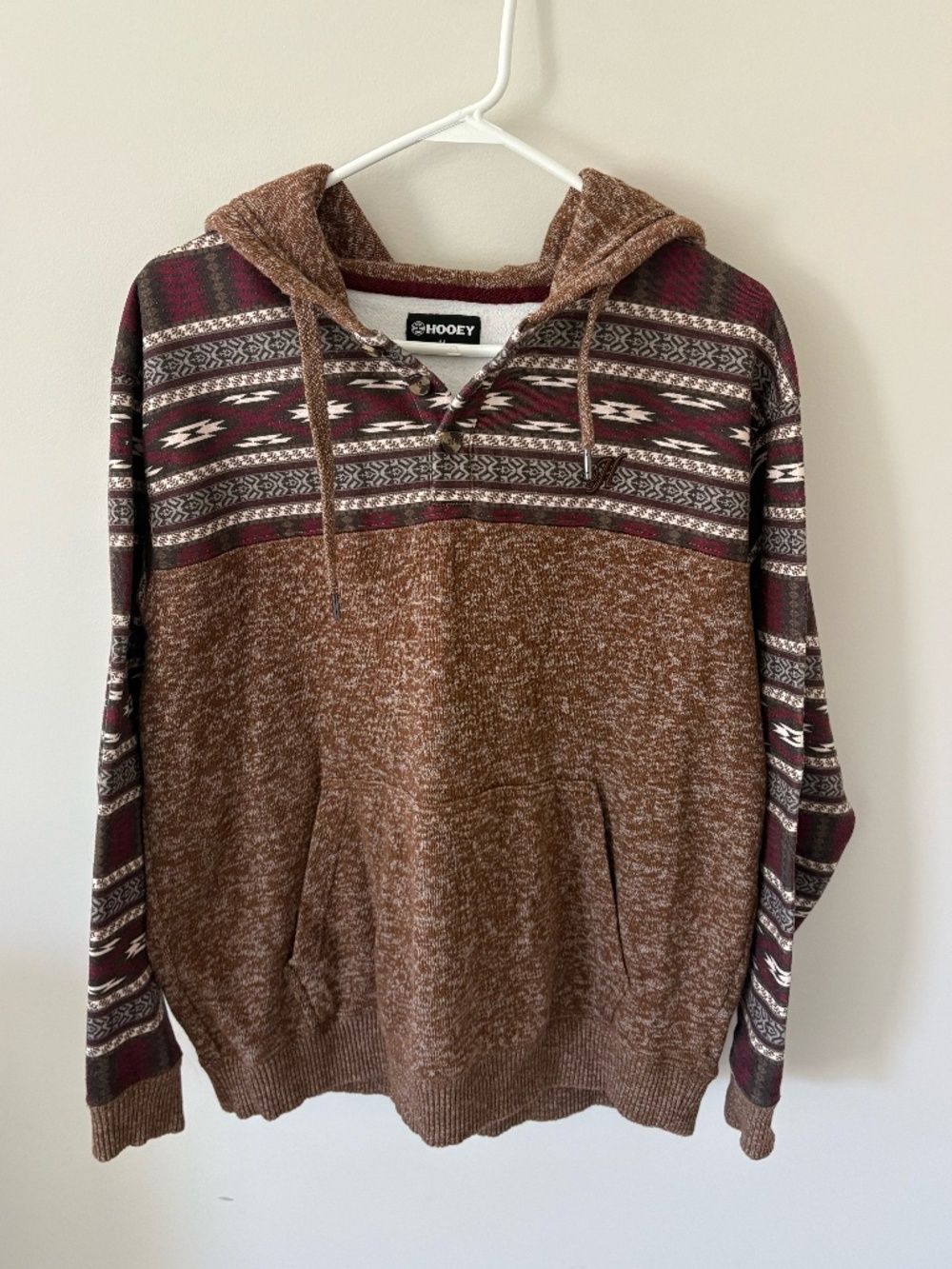 Hooey Aztec Quarter Button Hoodie